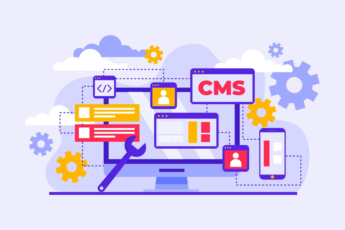 Interconnected Digital Icons That Relate To Content Management System For Website Design