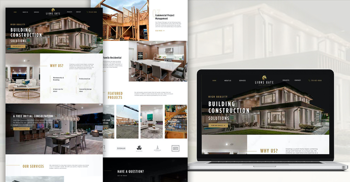 Lions Gate Construction Website Design Mockup