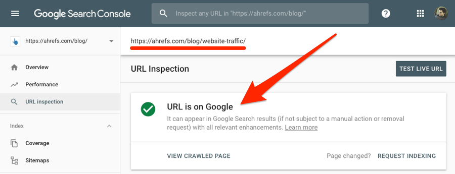 Url Inspection Tool Through Google Search Console Testing To See If Url Has Been Indexed