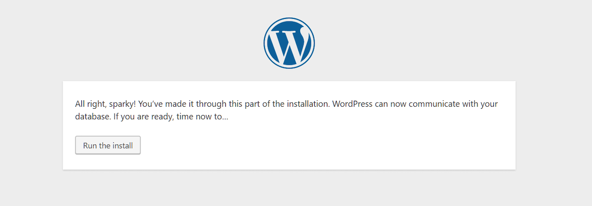 WordPress install screen as one of the steps of the guide on how to build a WordPress site from scratch