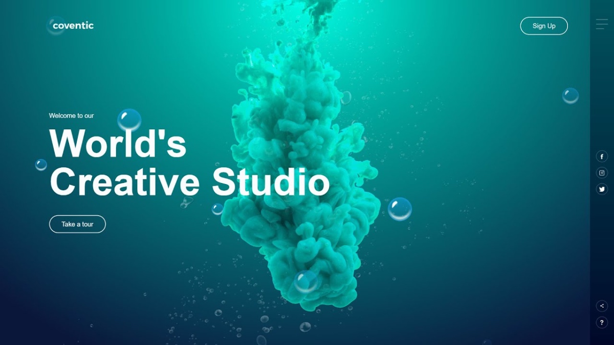 Website Design For Coventic World’s Creative Studio With Background Animation Of Underwater Seaweed