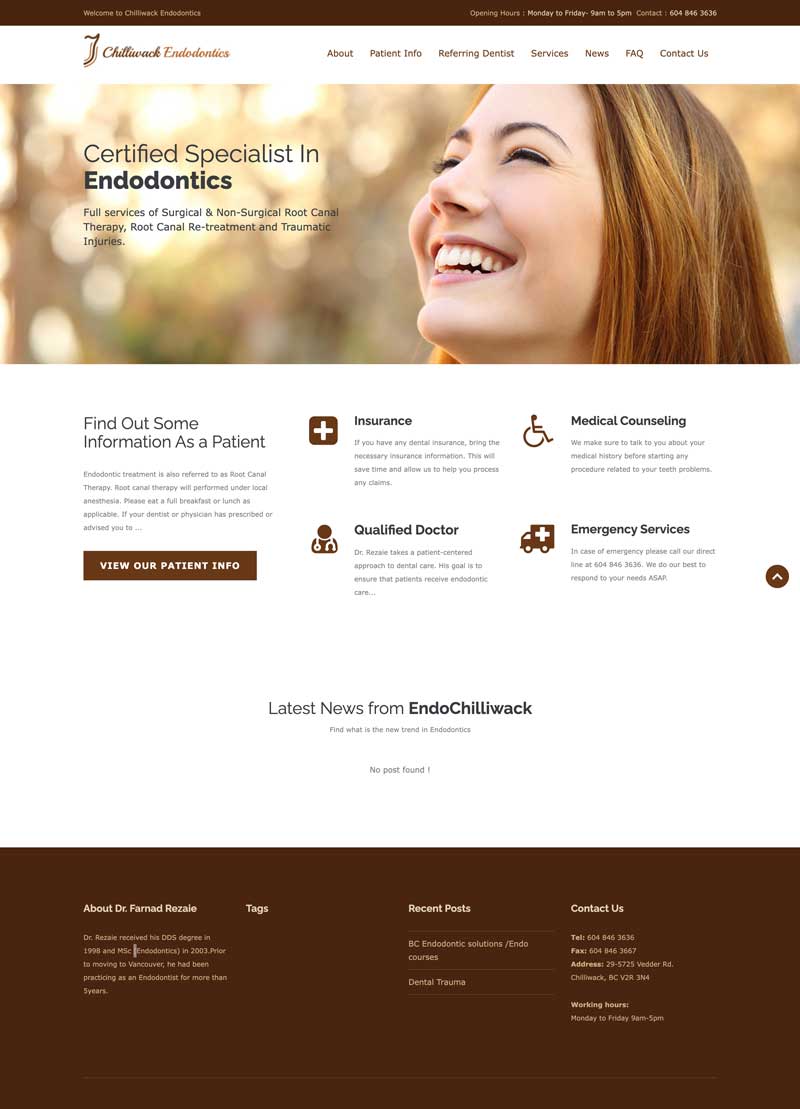 Chilliwack Endodontics Mockup Before Website Redesign