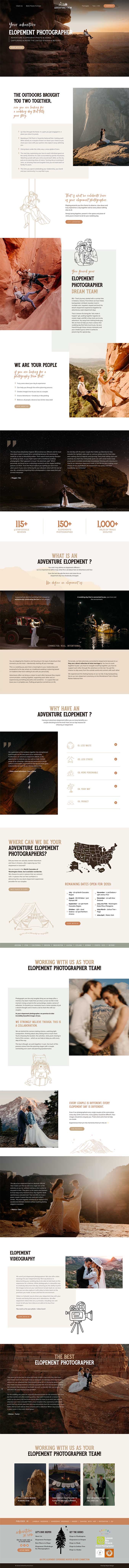 Adventure and Vow Web Design of Home Page