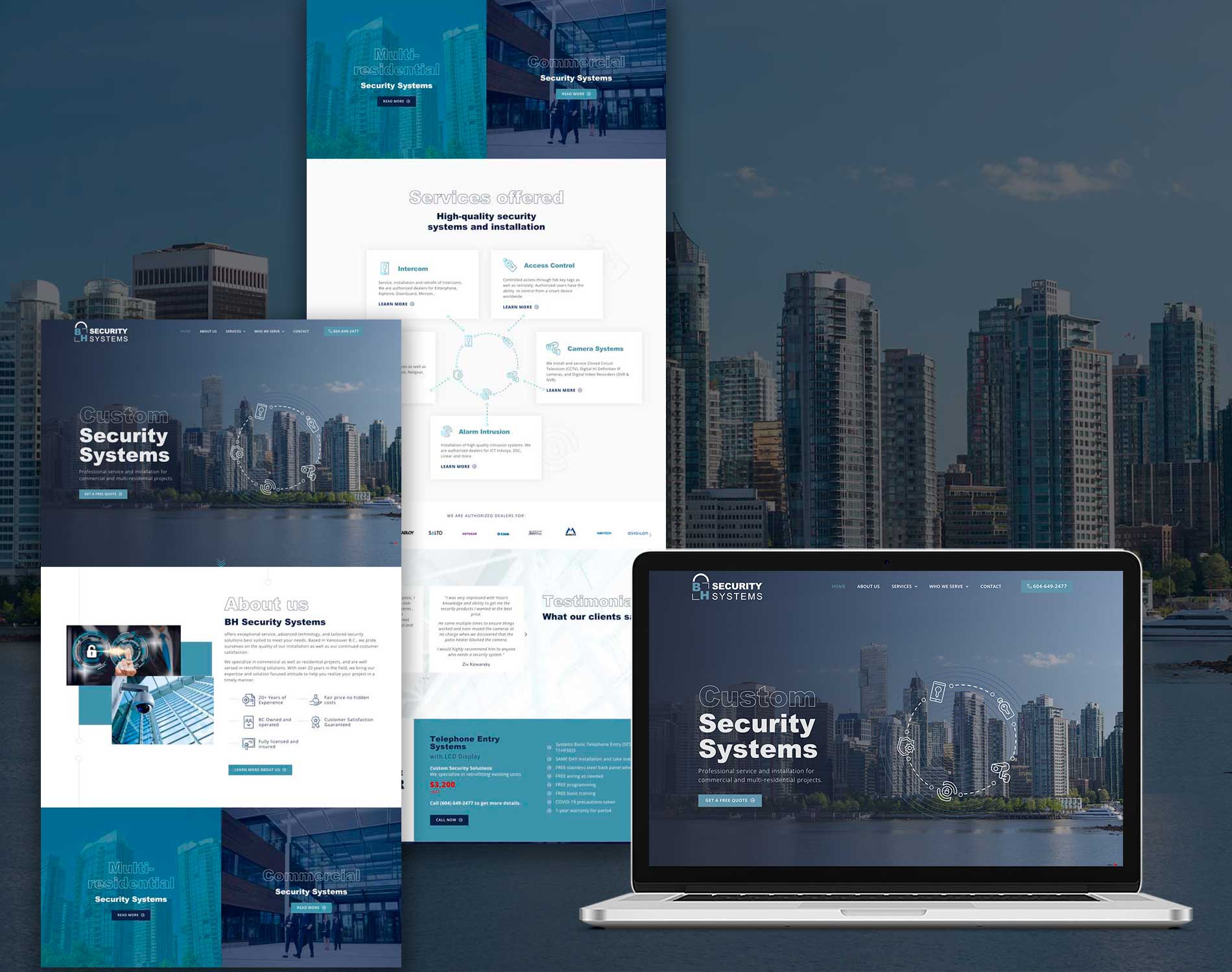 BH Security Systems website design mockup