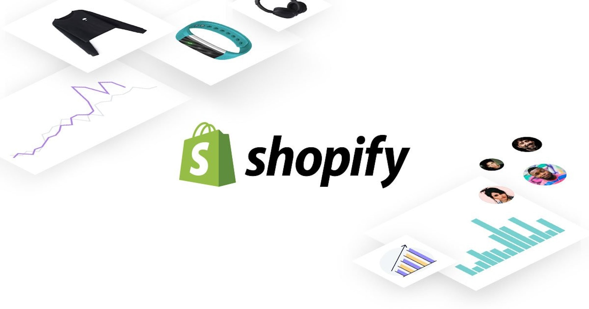 Shopify Ecommerce Logo With Images Of Some Products As Wordpress Vs Shopify