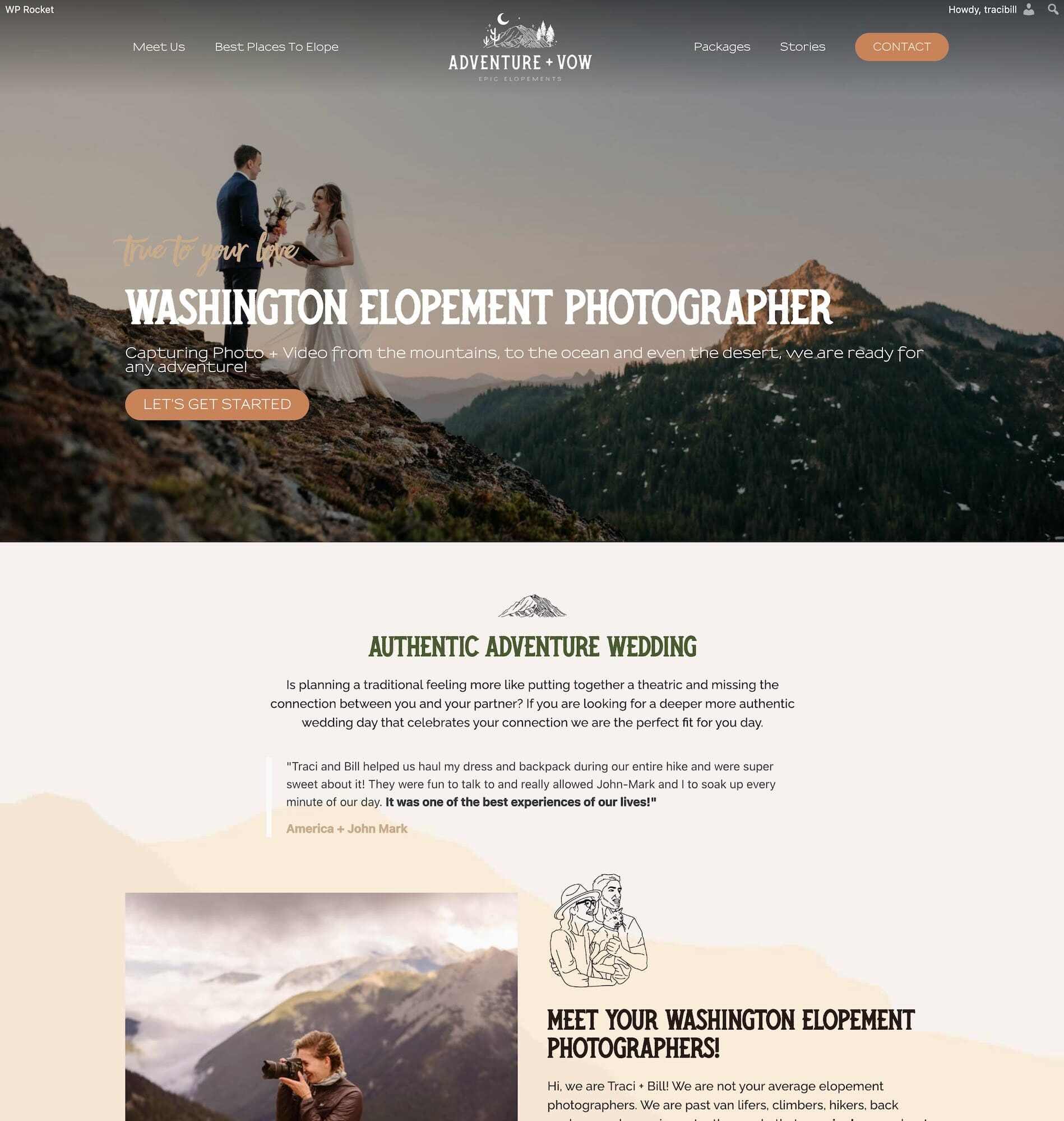 Website Redesign Services 3 Adventure And Vow Us Elopement Photography Website Before Redesign - Case Study Mock-Up