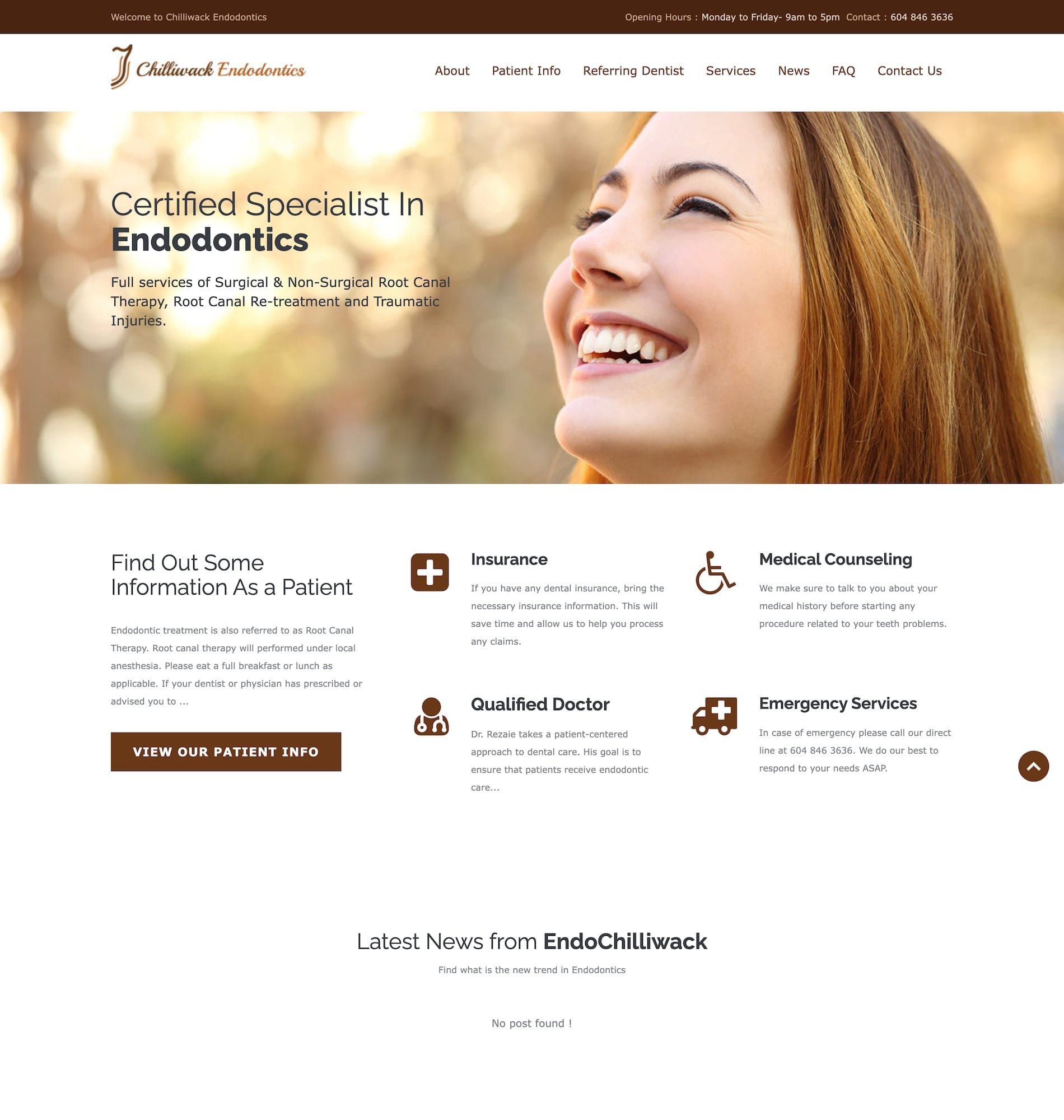 Website Redesign Services 10 Chilliwack Endodontics Dental Specialist Website Before Redesign - Vancouver Website Design Case Study